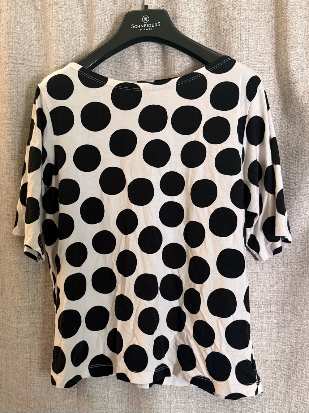 Marimekko X Uniqlo Limited Edition Black & White Polka Dot Short Sleeve Top